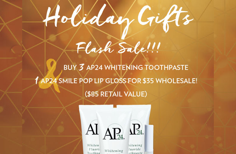 Buy three AP-24 Whitening Toothpaste and one AP-24 Smile Pop Lip Gloss for only $35