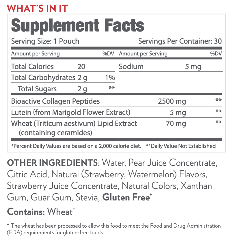 Beauty Focus Collagen+ Strawberry Supplement Facts What's in It