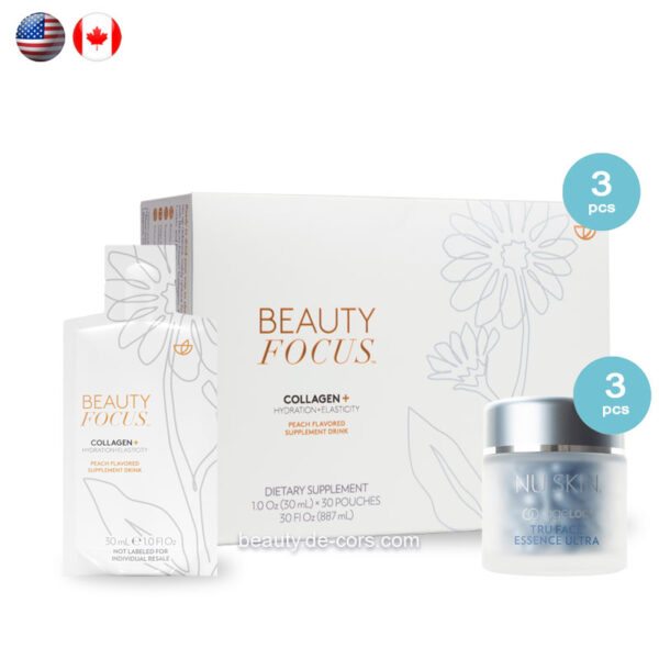 Nu Skin 3 Beauty Focus Collagen+ and 3 Tru Face Essence Ultra USA Kit