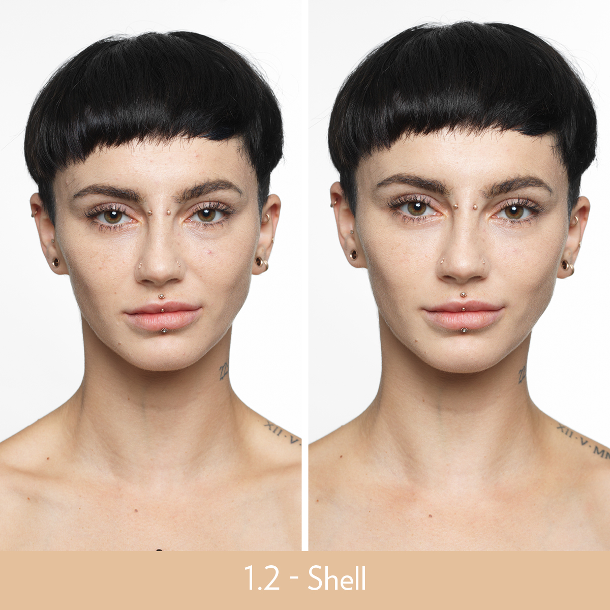Nu Skin BB+ Skin Loving Foundation 1.2 Shell Before and After